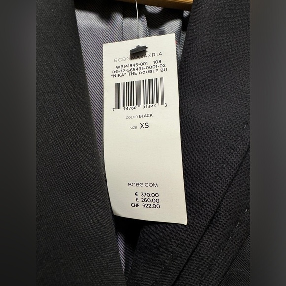 BCBGMaxAzria Nika Blazer BCBG Jacket Black Double Collar XS Extra Small NWT - Picture 4 of 10